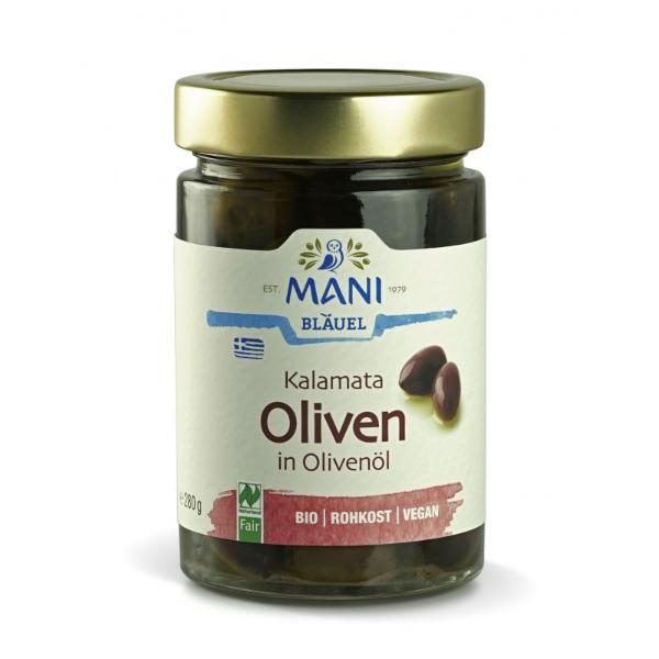 Оливки каламата в оливковом масле Extra Virgin, БИО, MANI BLAUEL